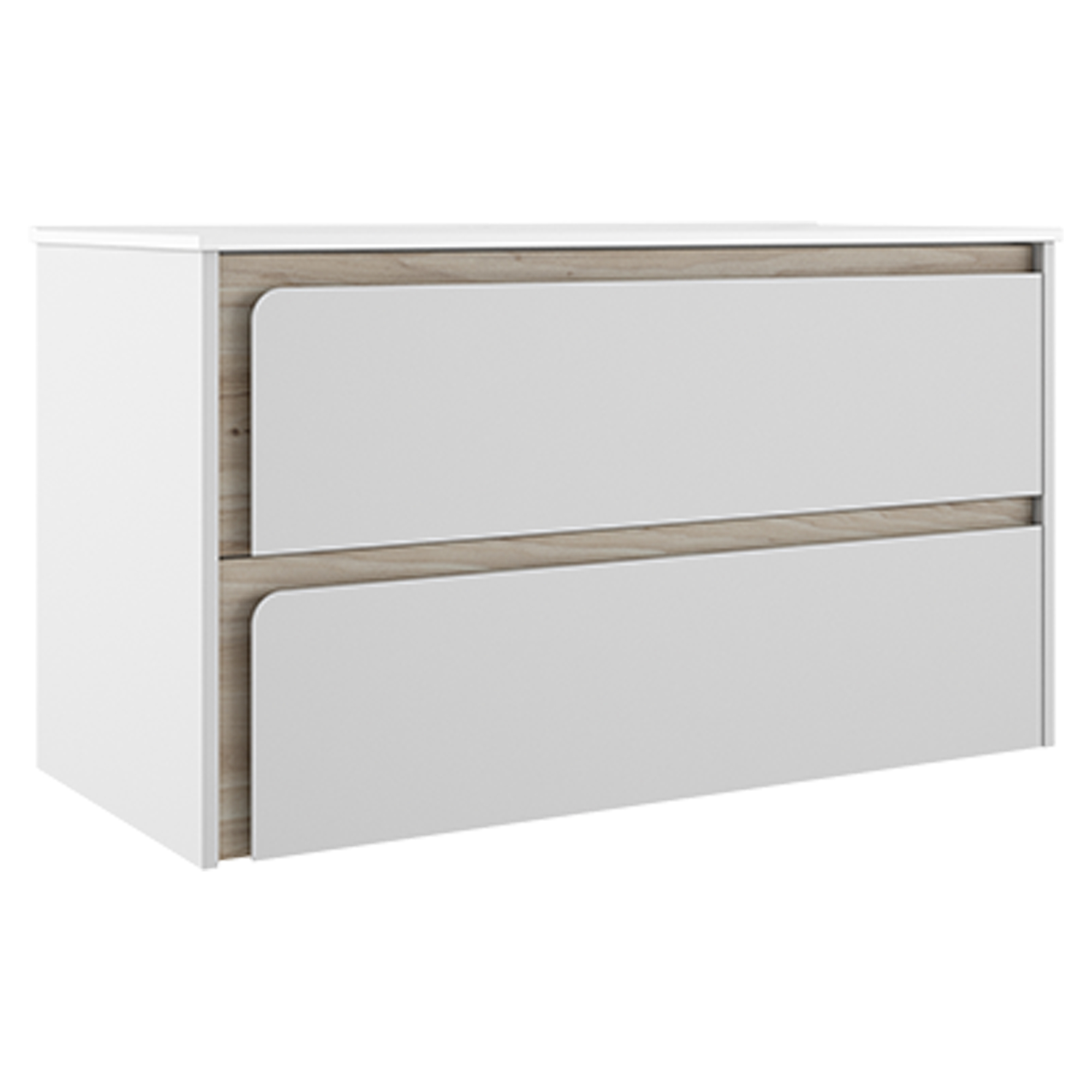 Servantskap Clarte Hvit-Eik Matt 100 cm med Servant Hvit Blank