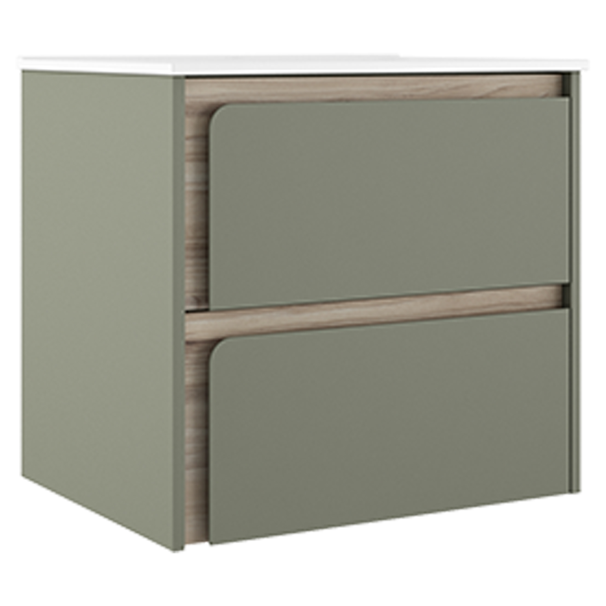 Servantskap Clarte Grønn-Eik Matt 60 cm med Servant Hvit Blank