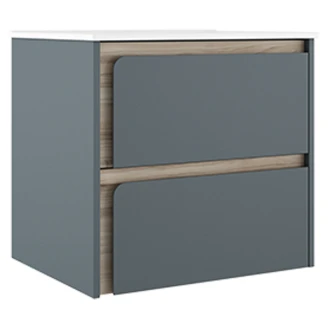 Servantskap <strong>Clarte</strong>  Blå-Eik Matt 60 cm med Servant Hvit Blank