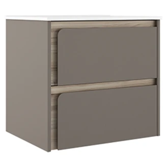 Servantskap <strong>Clarte</strong>  Grå-Eik Matt 60 cm med Servant Hvit Blank