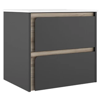 Servantskap <strong>Clarte</strong>  Mørkgrå-Eik Matt 60 cm med Servant Hvit Blank