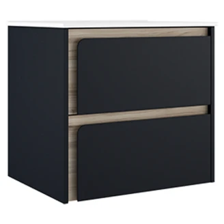 Servantskap <strong>Clarte</strong>  Mørkblå-Eik Matt 60 cm med Servant Hvit Blank