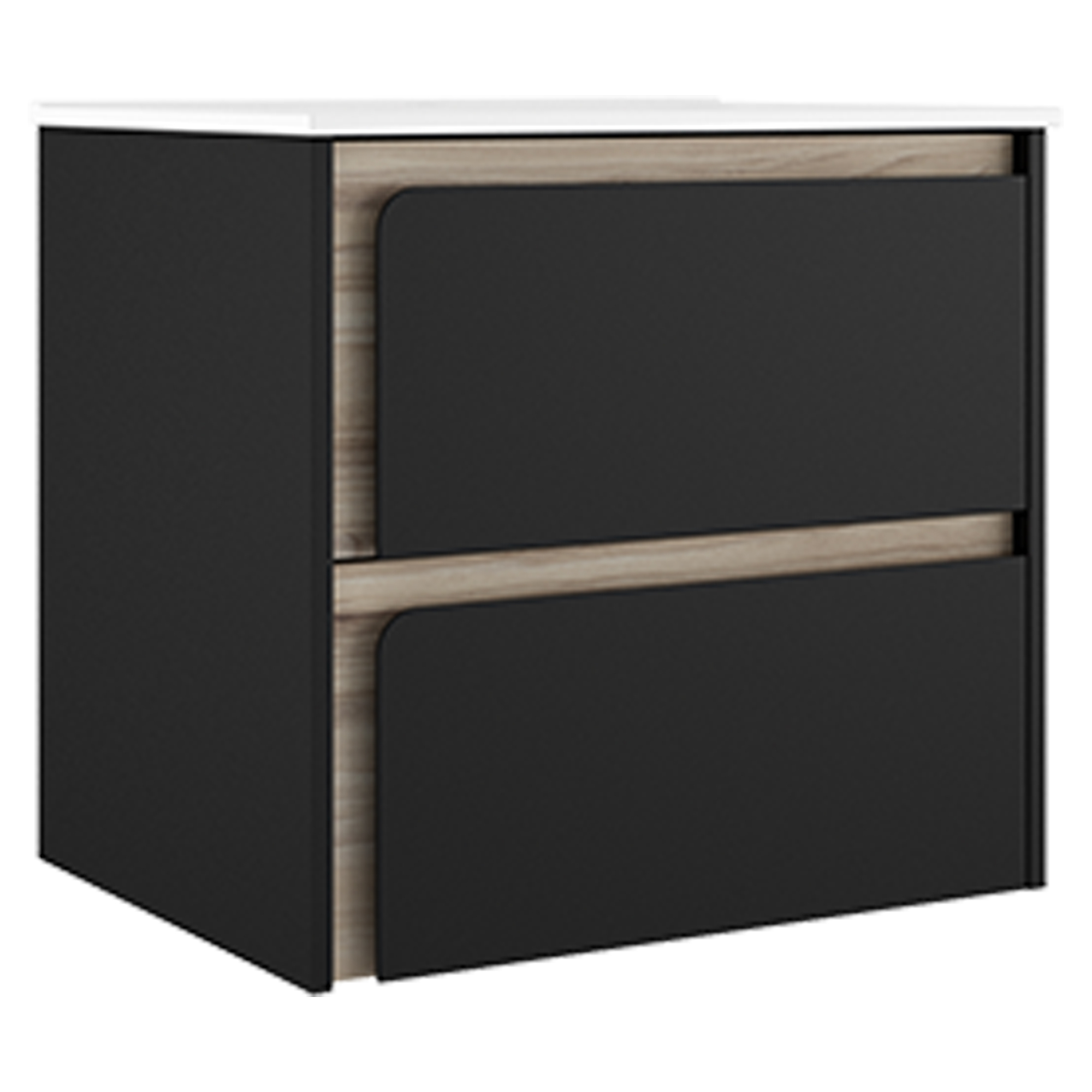 Servantskap Clarte Svart-Eik Matt 60 cm med Servant Hvit Blank