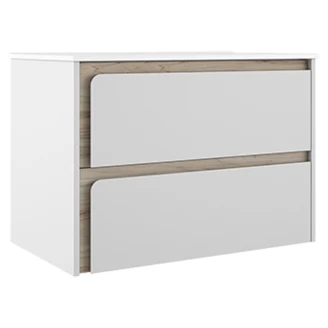 Servantskap <strong>Clarte</strong>  Hvit-Eik Matt 80 cm med Servant Hvit Blank