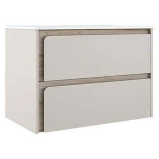 Servantskap <strong>Clarte</strong>  Beige-Eik Matt 80 cm med Servant Hvit Blank