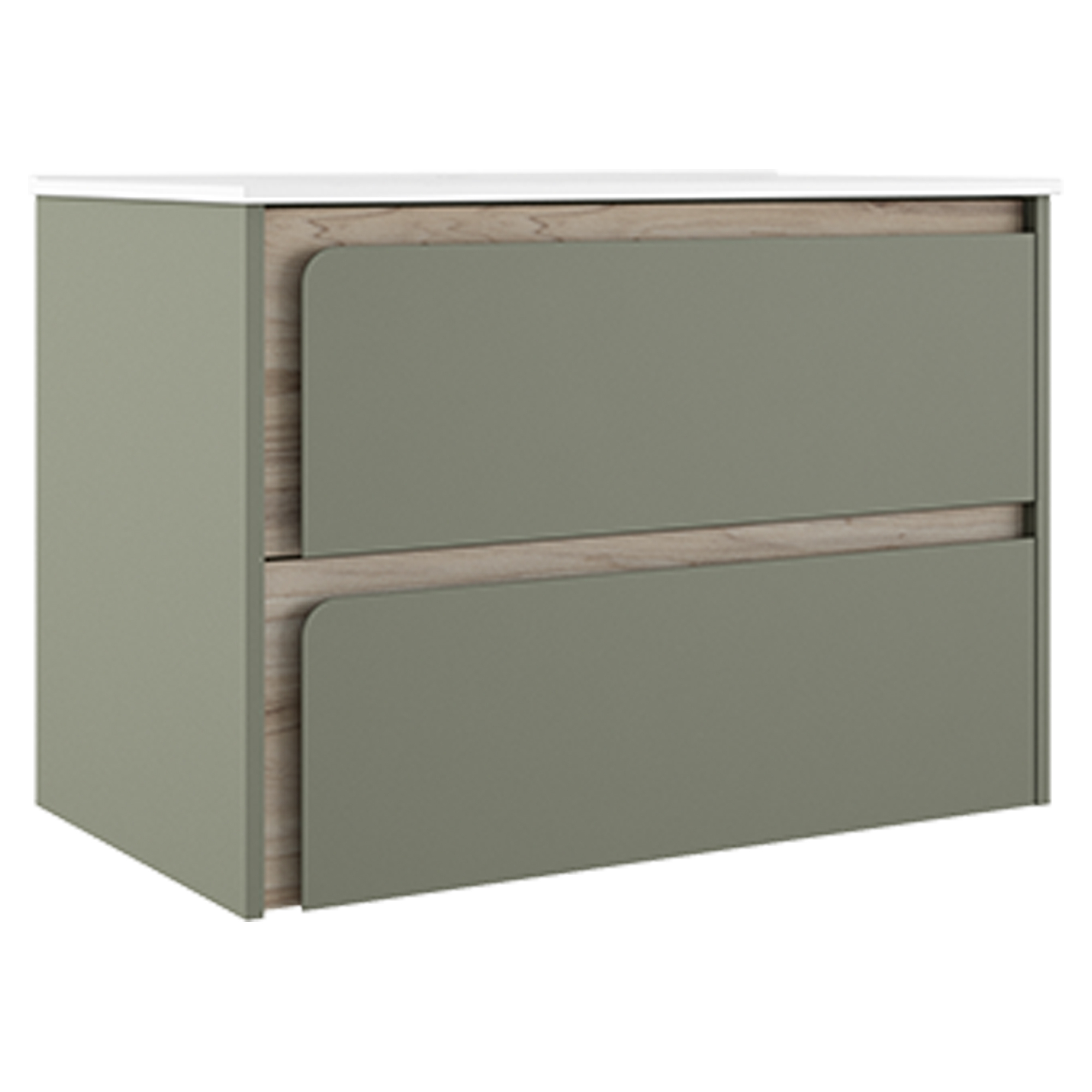 Servantskap Clarte Grønn-Eik Matt 80 cm med Servant Hvit Blank
