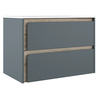 Servantskap <strong>Clarte</strong>  Blå-Eik Matt 80 cm med Servant Hvit Blank