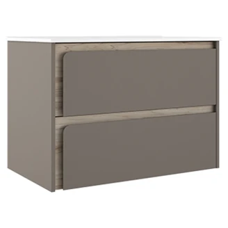 Servantskap <strong>Clarte</strong>  Grå-Eik Matt 80 cm med Servant Hvit Blank