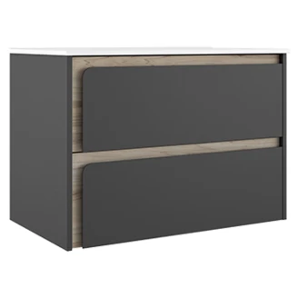 Servantskap <strong>Clarte</strong>  Mørkgrå-Eik Matt 80 cm med Servant Hvit Blank