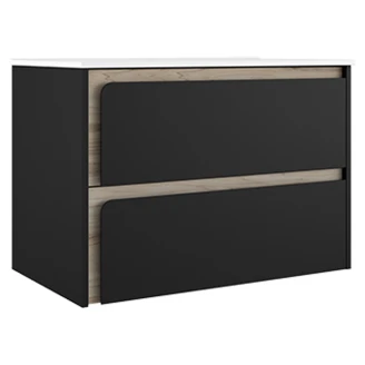 Servantskap <strong>Clarte</strong>  Svart-Eik Matt 80 cm med Servant Hvit Blank