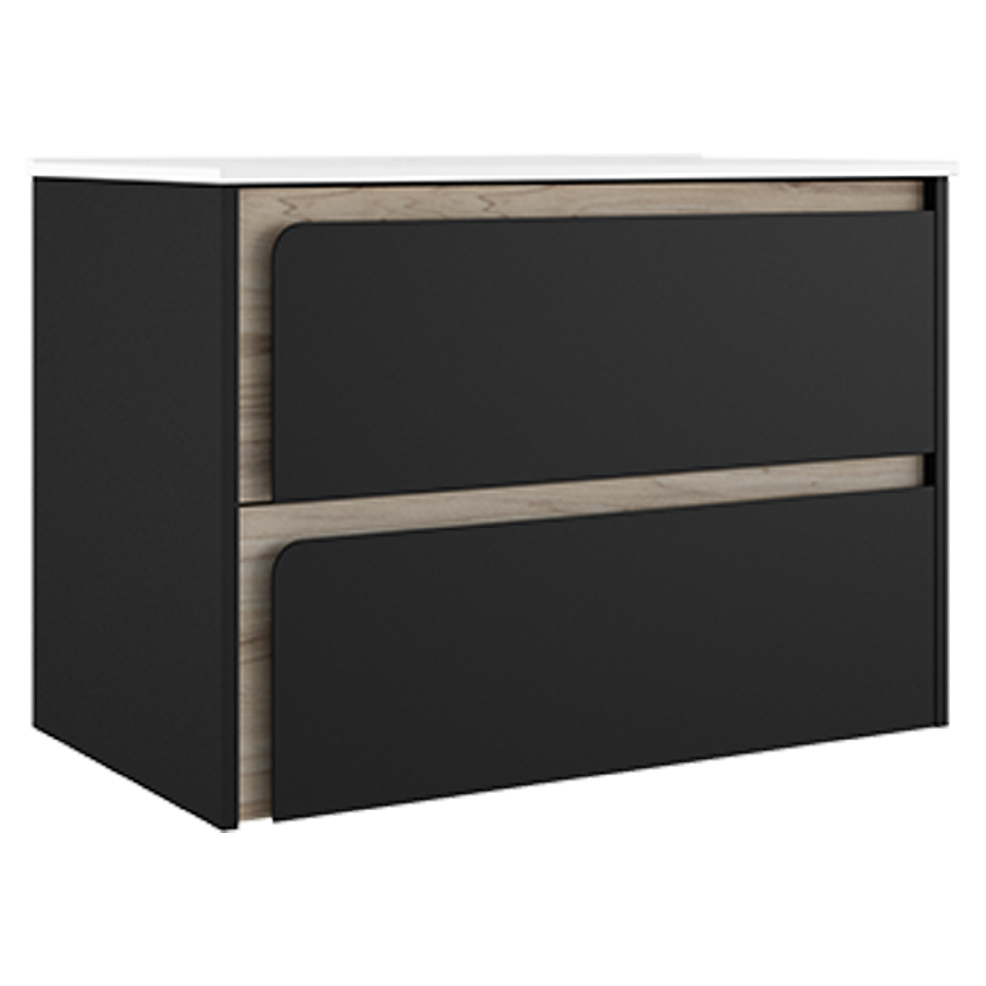 Servantskap Clarte Svart-Eik Matt 80 cm med Servant Hvit Blank