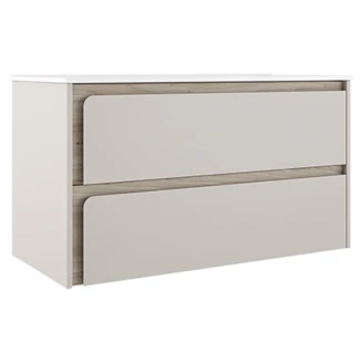 Servantskap <strong>Clarte</strong>  Beige-Eik Matt 100 cm med Servant Hvit Blank