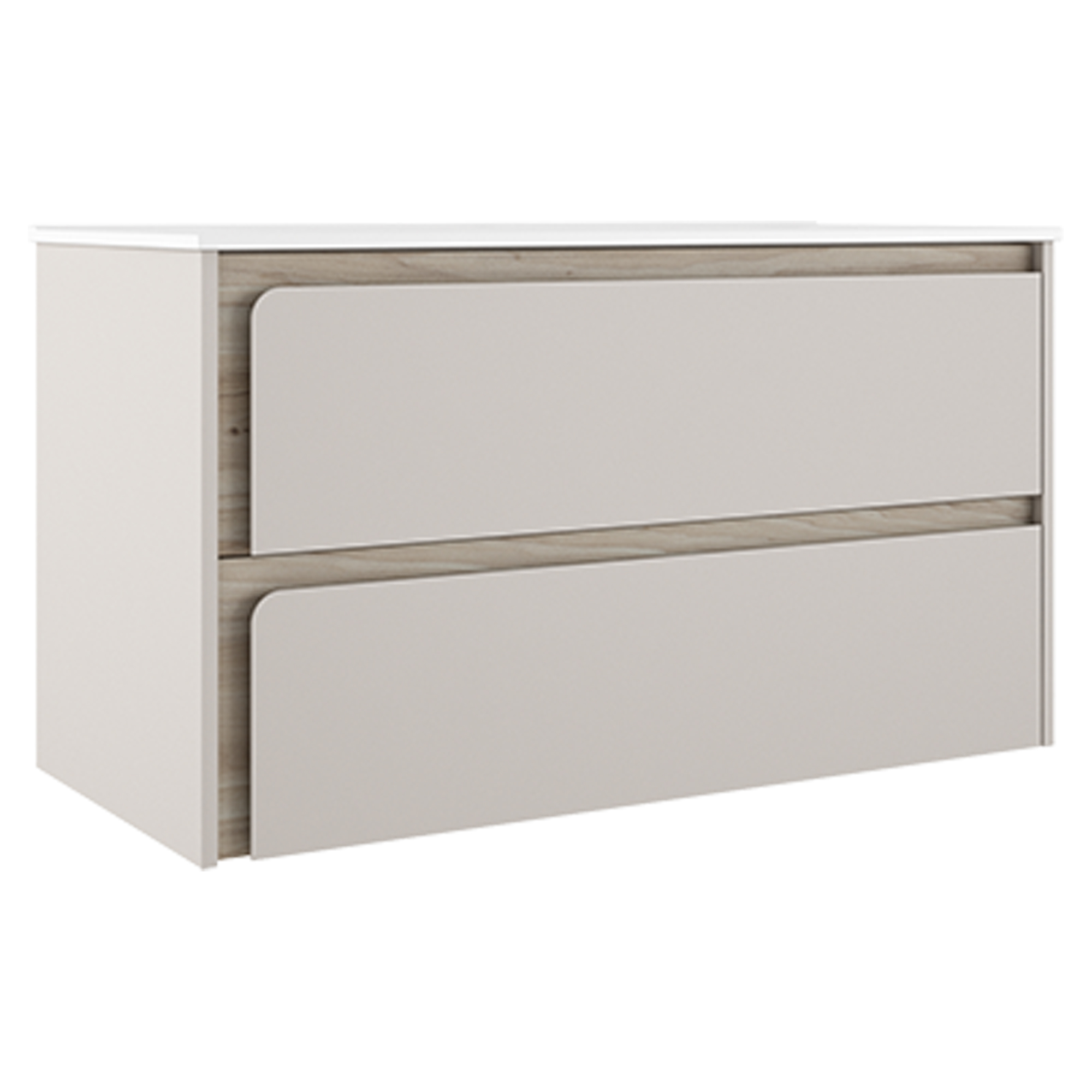 Servantskap Clarte Beige-Eik Matt 100 cm med Servant Hvit Blank