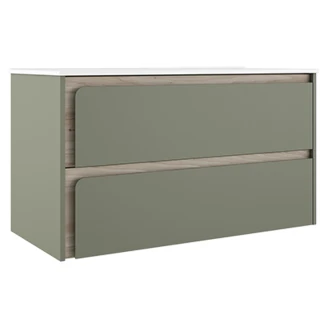 Servantskap <strong>Clarte</strong>  Grønn-Eik Matt 100 cm med Servant Hvit Blank