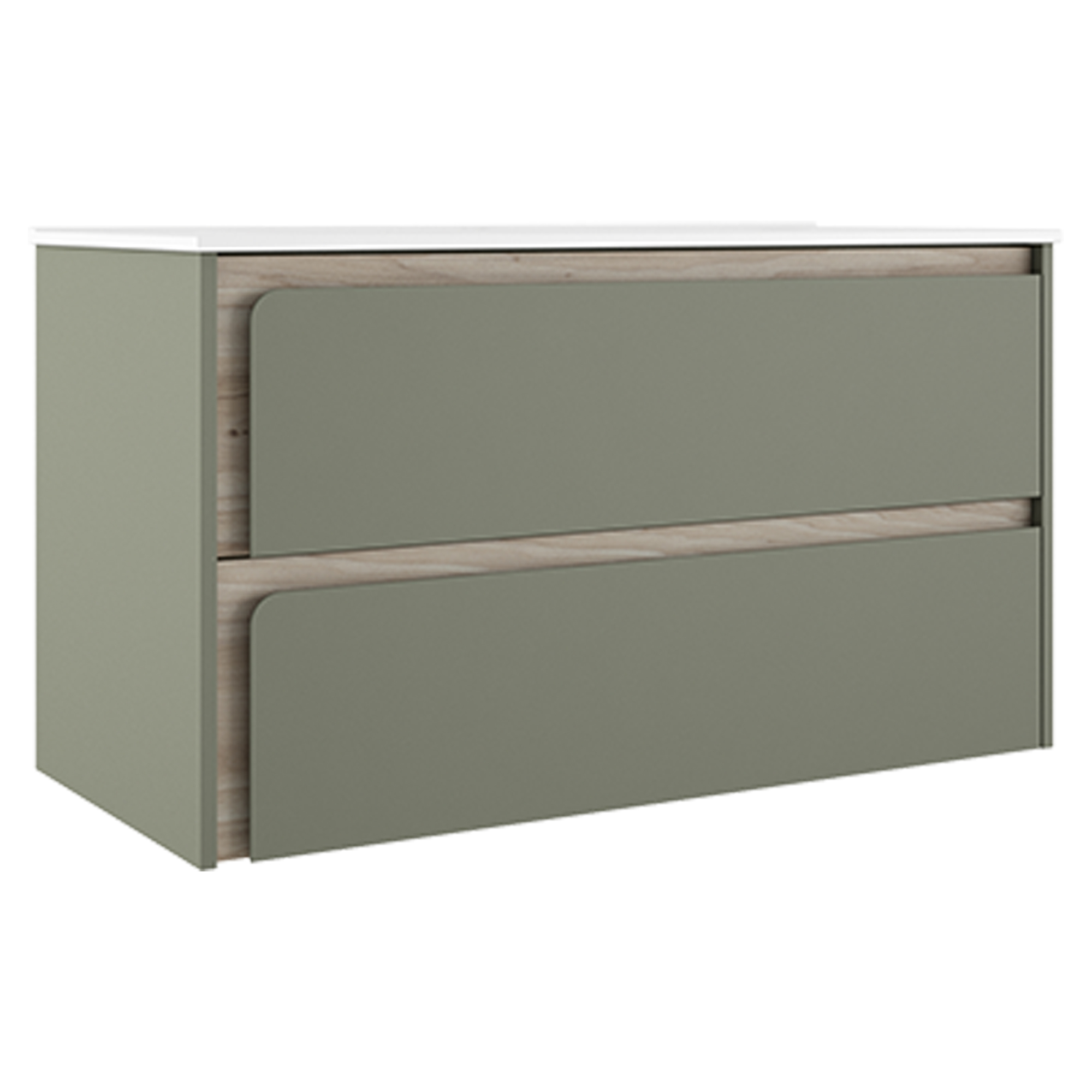 Servantskap Clarte Grønn-Eik Matt 100 cm med Servant Hvit Blank