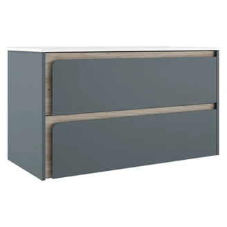 Servantskap <strong>Clarte</strong>  Blå-Eik Matt 100 cm med Servant Hvit Blank