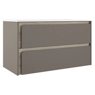 Servantskap <strong>Clarte</strong>  Grå-Eik Matt 100 cm med Servant Hvit Blank