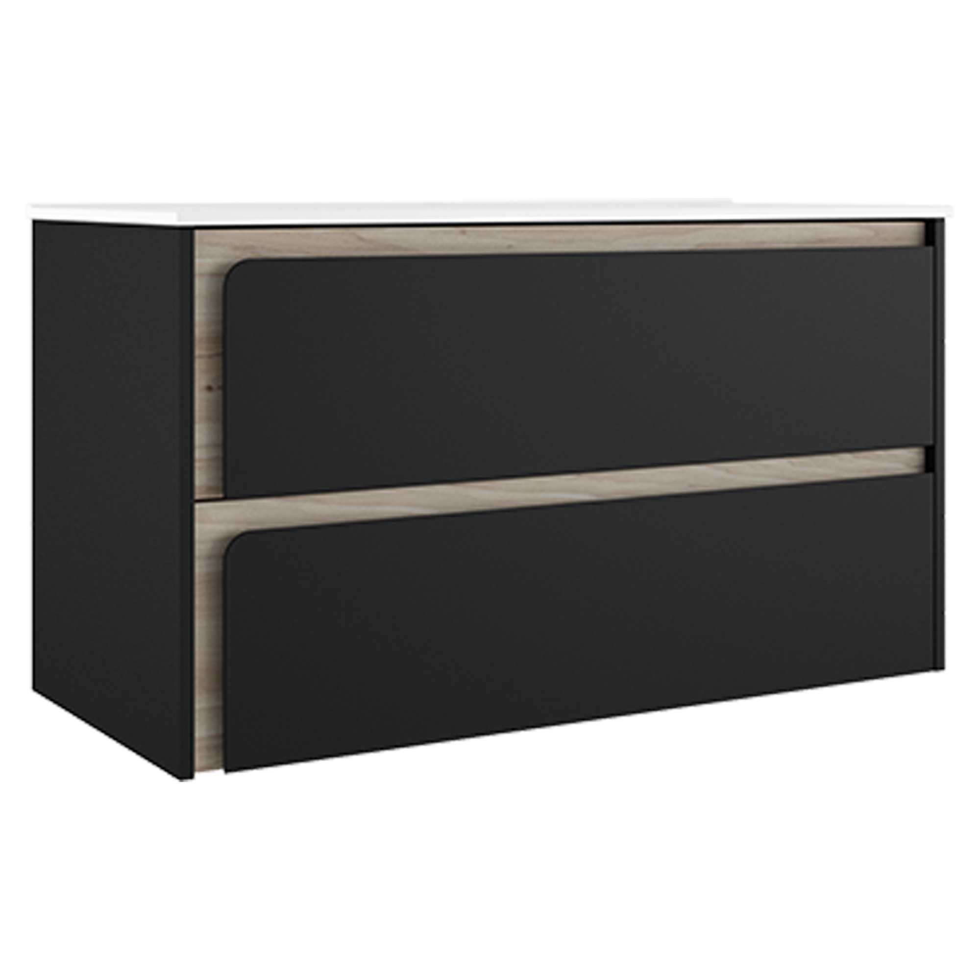 Servantskap Clarte Svart-Eik Matt 100 cm med Servant Hvit Blank