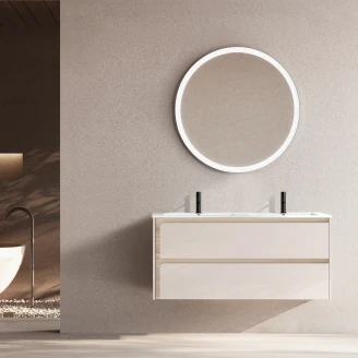 Dobbelt Servantskap <strong>Clarte</strong>  Beige-Eik Matt 120 cm med Servant Hvit Blank
