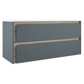 Servantskap <strong>Clarte</strong>  Blå-Eik Matt 120 cm med Servant Hvit Blank Høyre