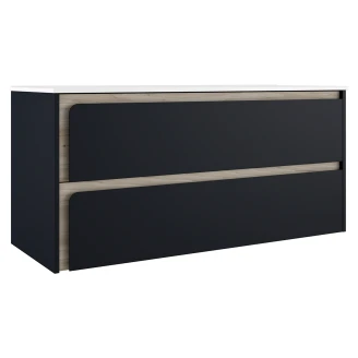 Servantskap <strong>Clarte</strong>  Mørkblå-Eik Matt 120 cm med Servant Hvit Blank Høyre
