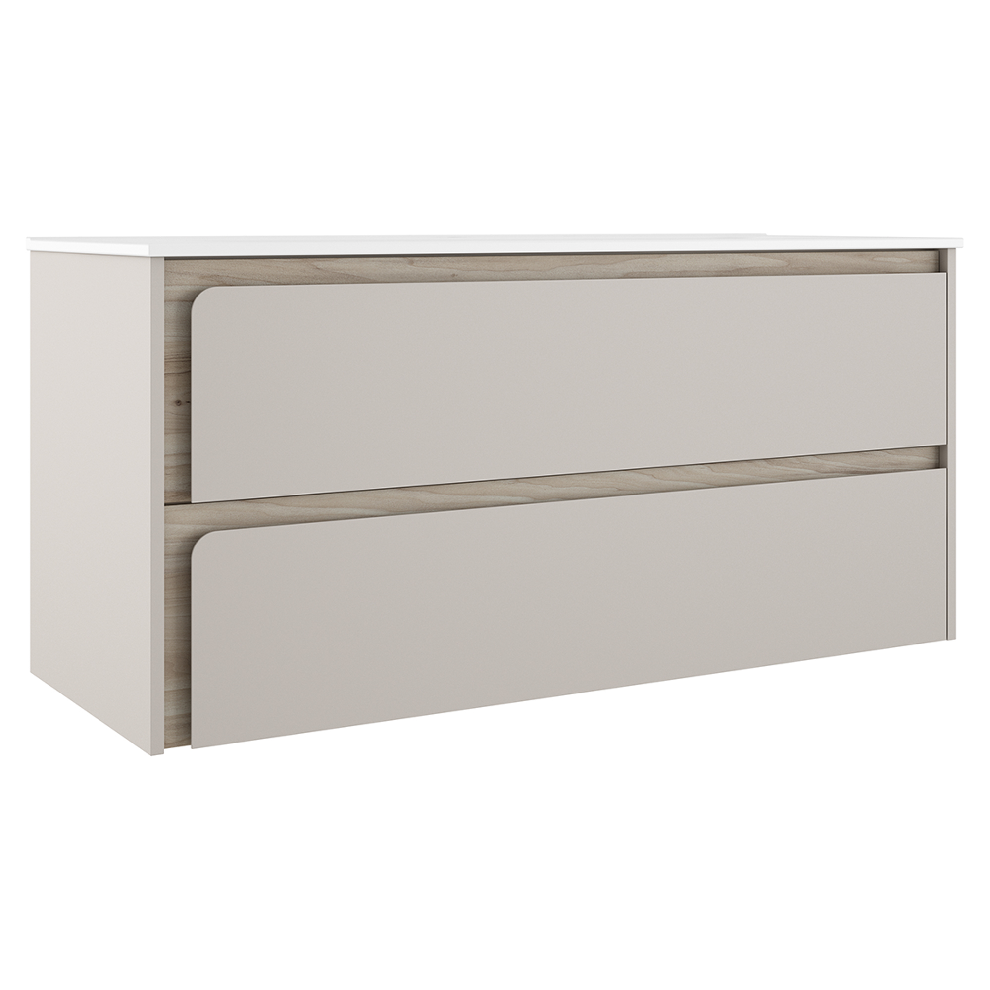 Servantskap Clarte Beige-Eik Matt 120 cm med Servant Hvit Blank Venstre