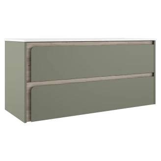 Servantskap <strong>Clarte</strong>  Grønn-Eik Matt 120 cm med Servant Hvit Blank Venstre