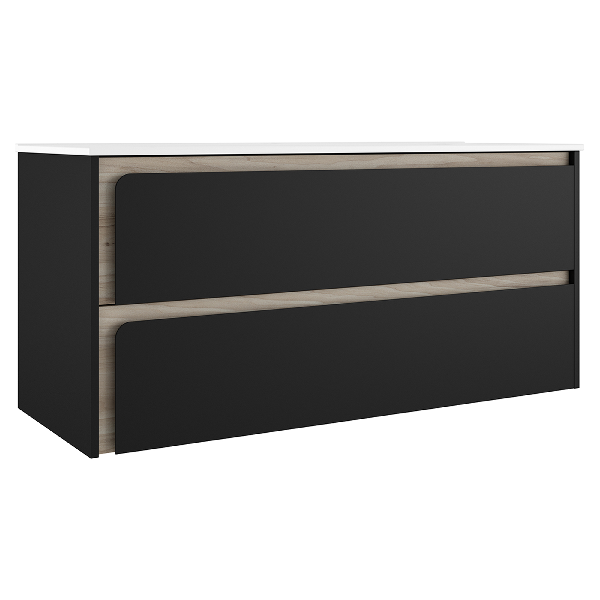 Servantskap Clarte Svart-Eik Matt 120 cm med Servant Hvit Blank Venstre