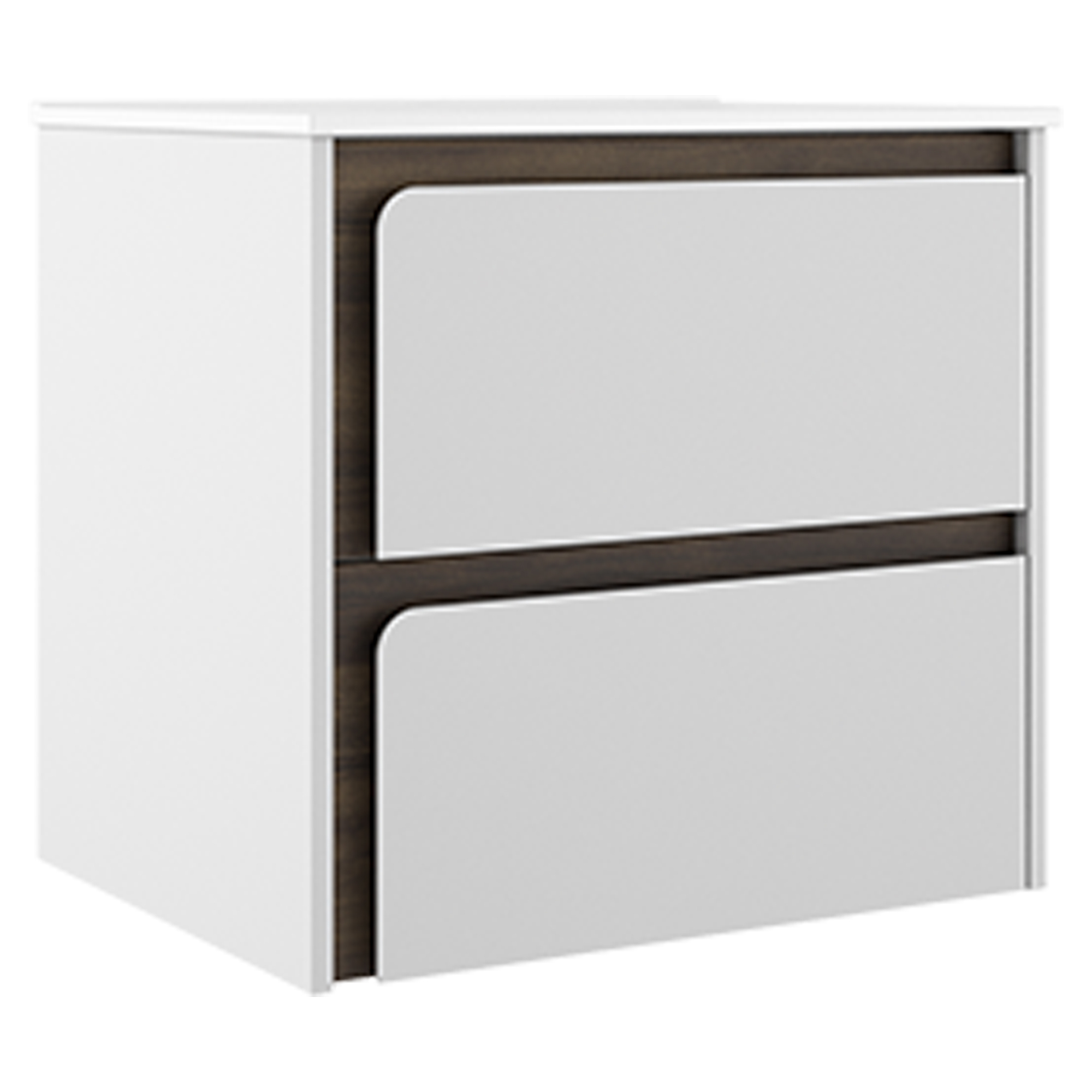 Servantskap Clarte Hvit-Valnøtt Matt 60 cm med Servant Hvit Blank