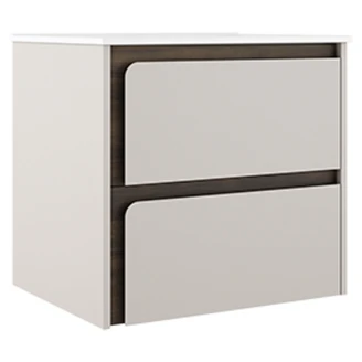 Servantskap <strong>Clarte</strong>  Beige-Valnøtt Matt 60 cm med Servant Hvit Blank