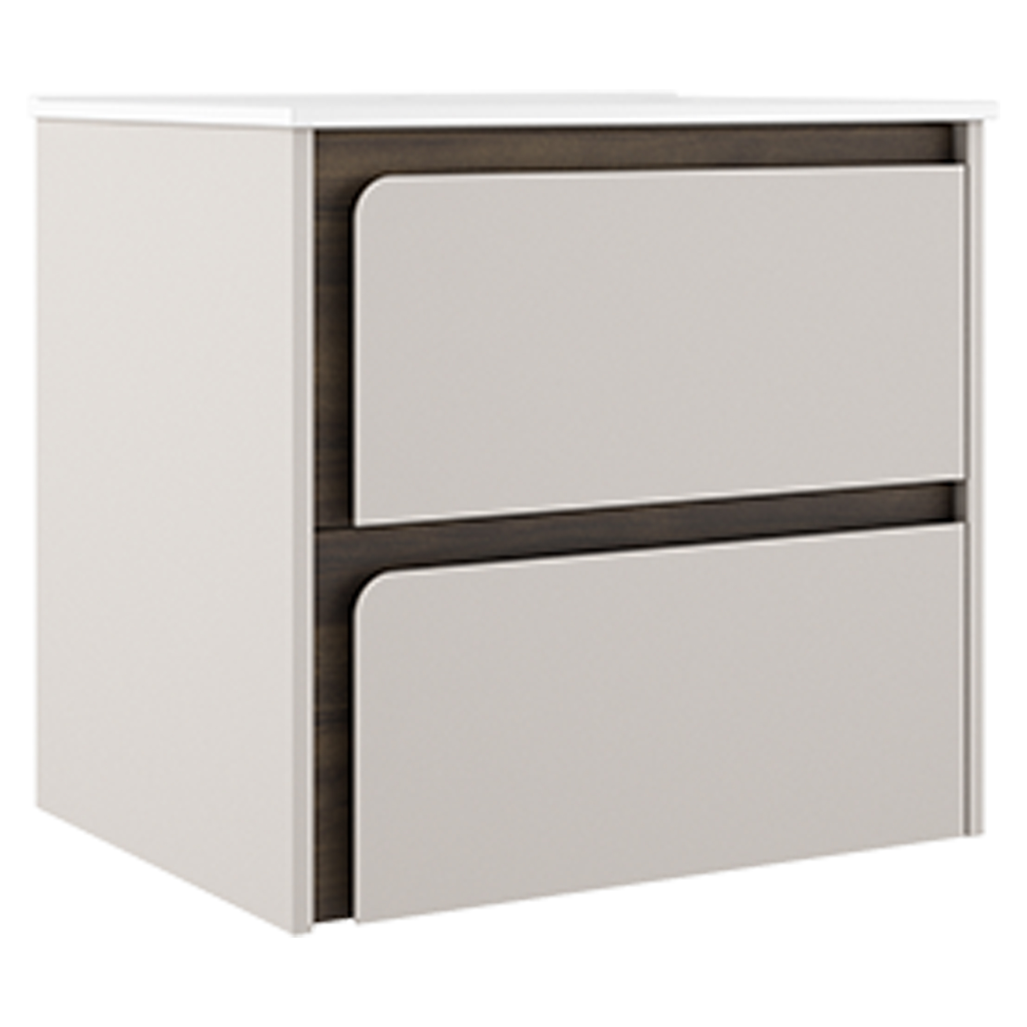 Servantskap Clarte Beige-Valnøtt Matt 60 cm med Servant Hvit Blank