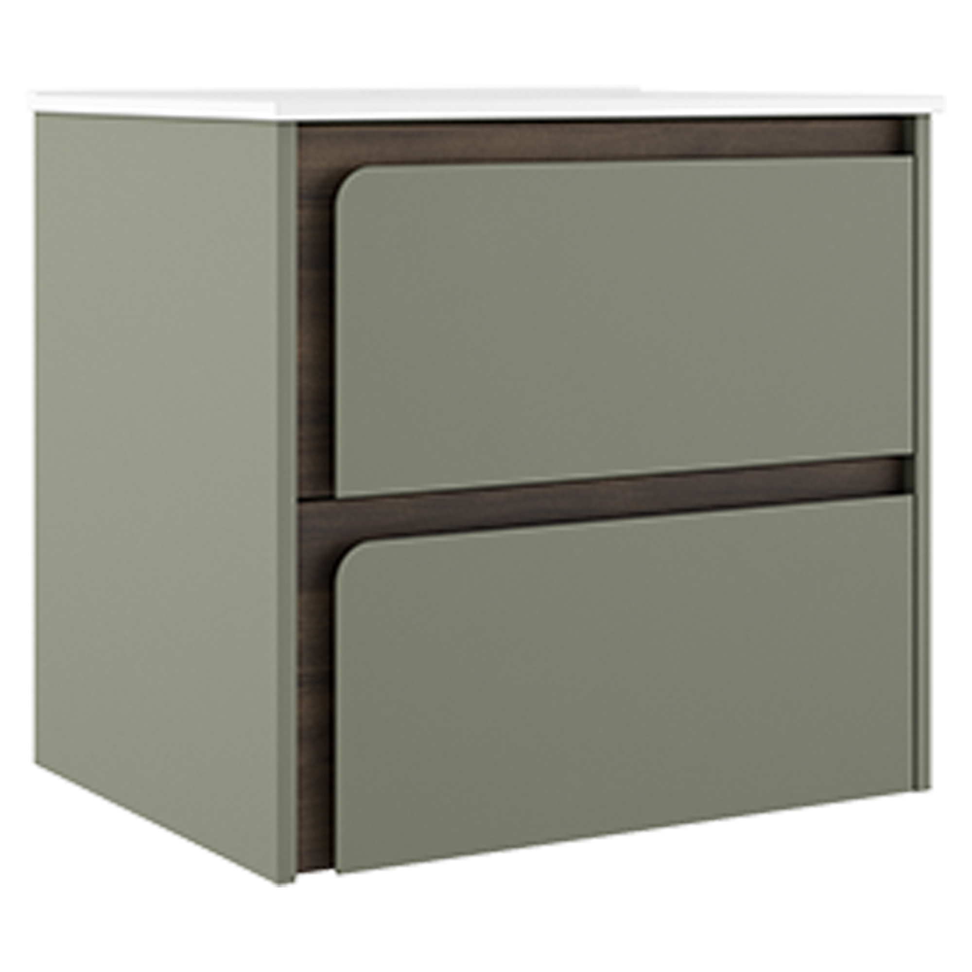 Servantskap Clarte Grønn-Valnøtt Matt 60 cm med Servant Hvit Blank
