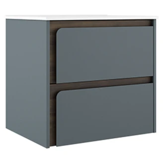 Servantskap <strong>Clarte</strong>  Blå-Valnøtt Matt 60 cm med Servant Hvit Blank