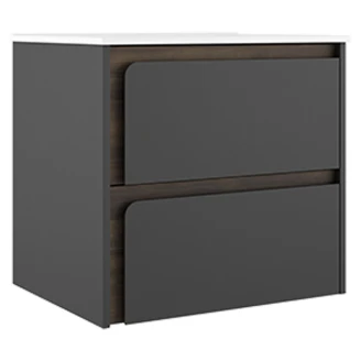 Servantskap <strong>Clarte</strong>  Mørkgrå-Valnøtt Matt 60 cm med Servant Hvit Blank