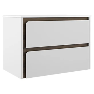 Servantskap <strong>Clarte</strong>  Hvit-Valnøtt Matt 80 cm med Servant Hvit Blank