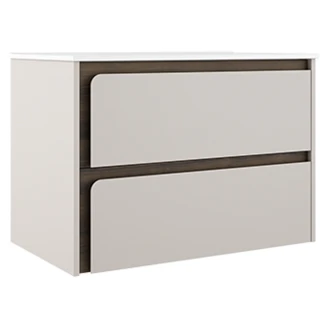 Servantskap <strong>Clarte</strong>  Beige-Valnøtt Matt 80 cm med Servant Hvit Blank