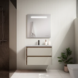 Servantskap <strong>Clarte</strong>  Beige-Valnøtt Matt 80 cm med Servant Hvit Blank