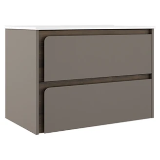 Servantskap <strong>Clarte</strong>  Grå-Valnøtt Matt 80 cm med Servant Hvit Blank