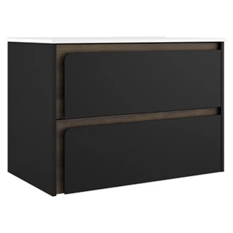 Servantskap <strong>Clarte</strong>  Svart-Valnøtt Matt 80 cm med Servant Hvit Blank