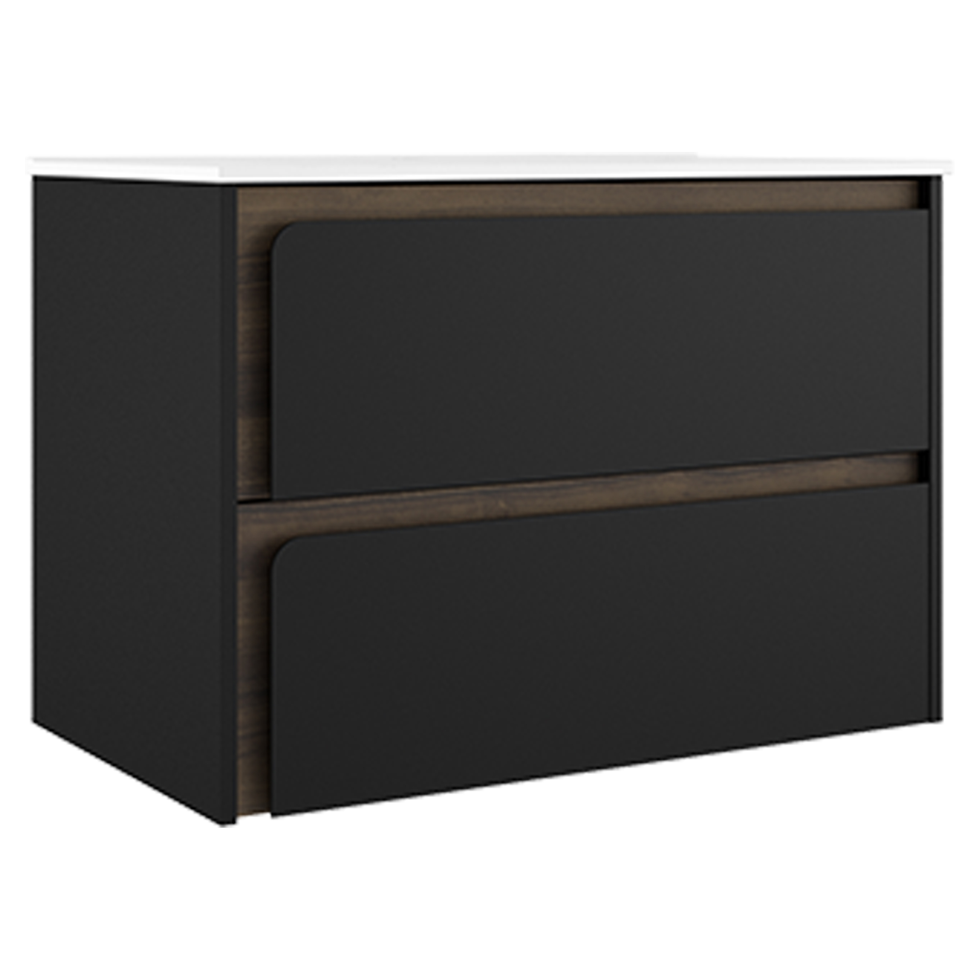 Servantskap Clarte Svart-Valnøtt Matt 80 cm med Servant Hvit Blank