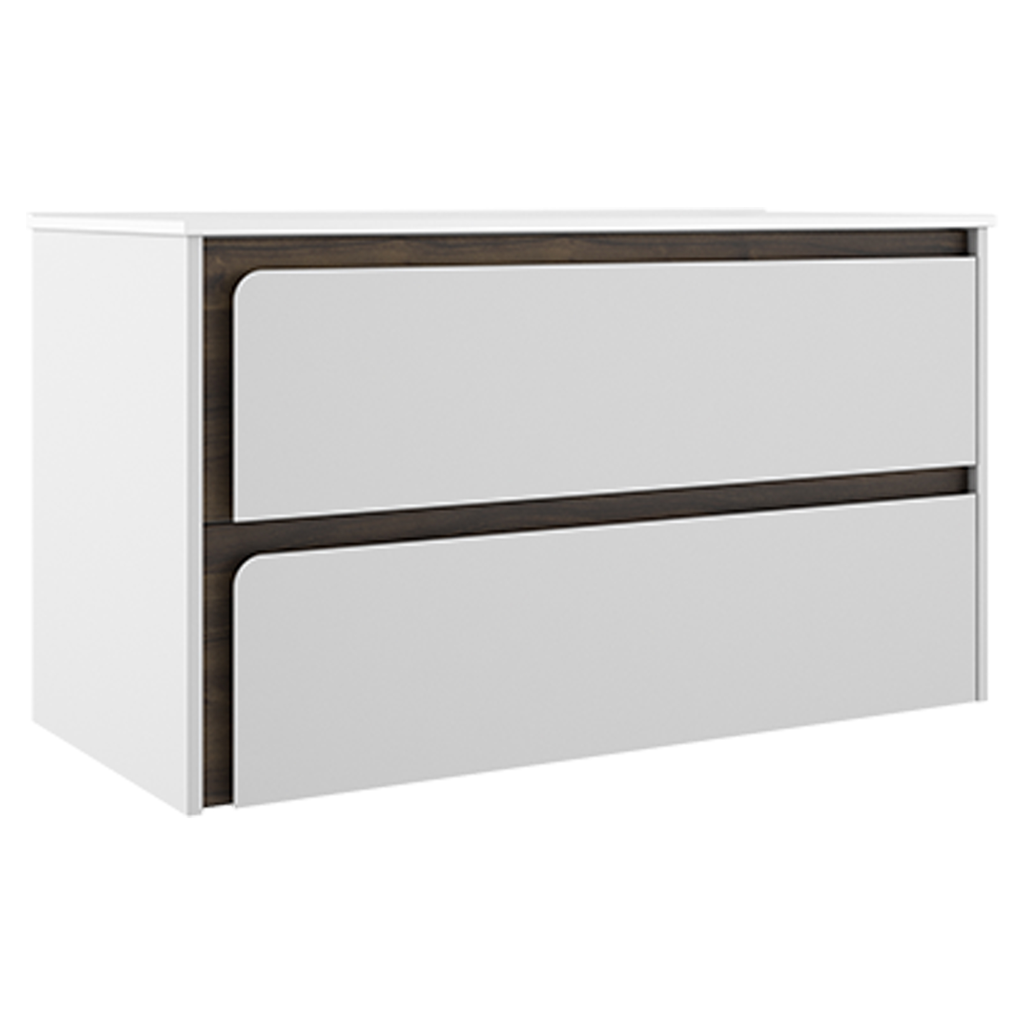 Servantskap Clarte Hvit-Valnøtt Matt 100 cm med Servant Hvit Blank