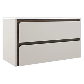 Servantskap <strong>Clarte</strong>  Beige-Valnøtt Matt 100 cm med Servant Hvit Blank