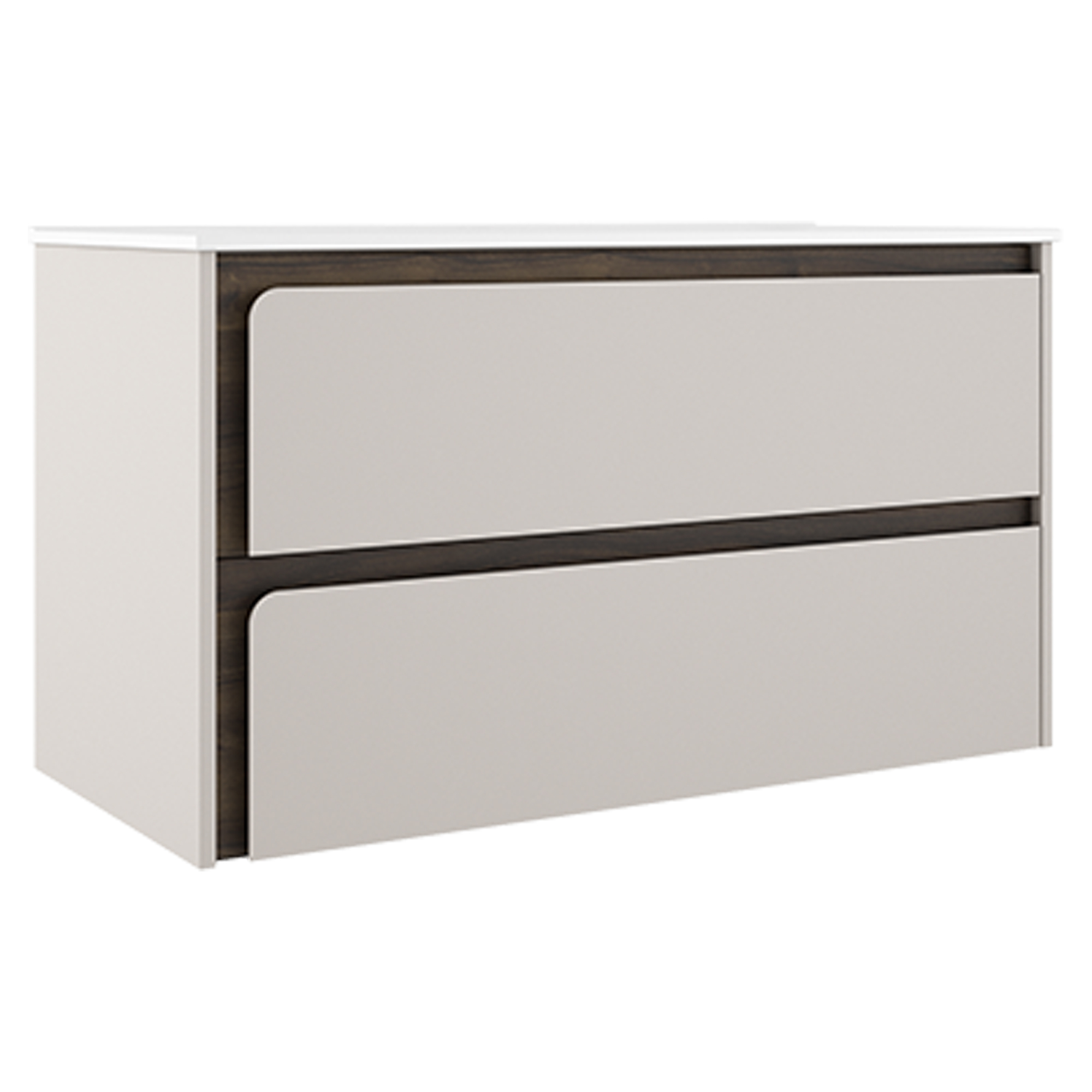 Servantskap Clarte Beige-Valnøtt Matt 100 cm med Servant Hvit Blank