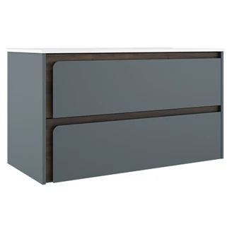Servantskap <strong>Clarte</strong>  Blå-Valnøtt Matt 100 cm med Servant Hvit Blank
