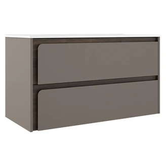 Servantskap <strong>Clarte</strong>  Grå-Valnøtt Matt 100 cm med Servant Hvit Blank