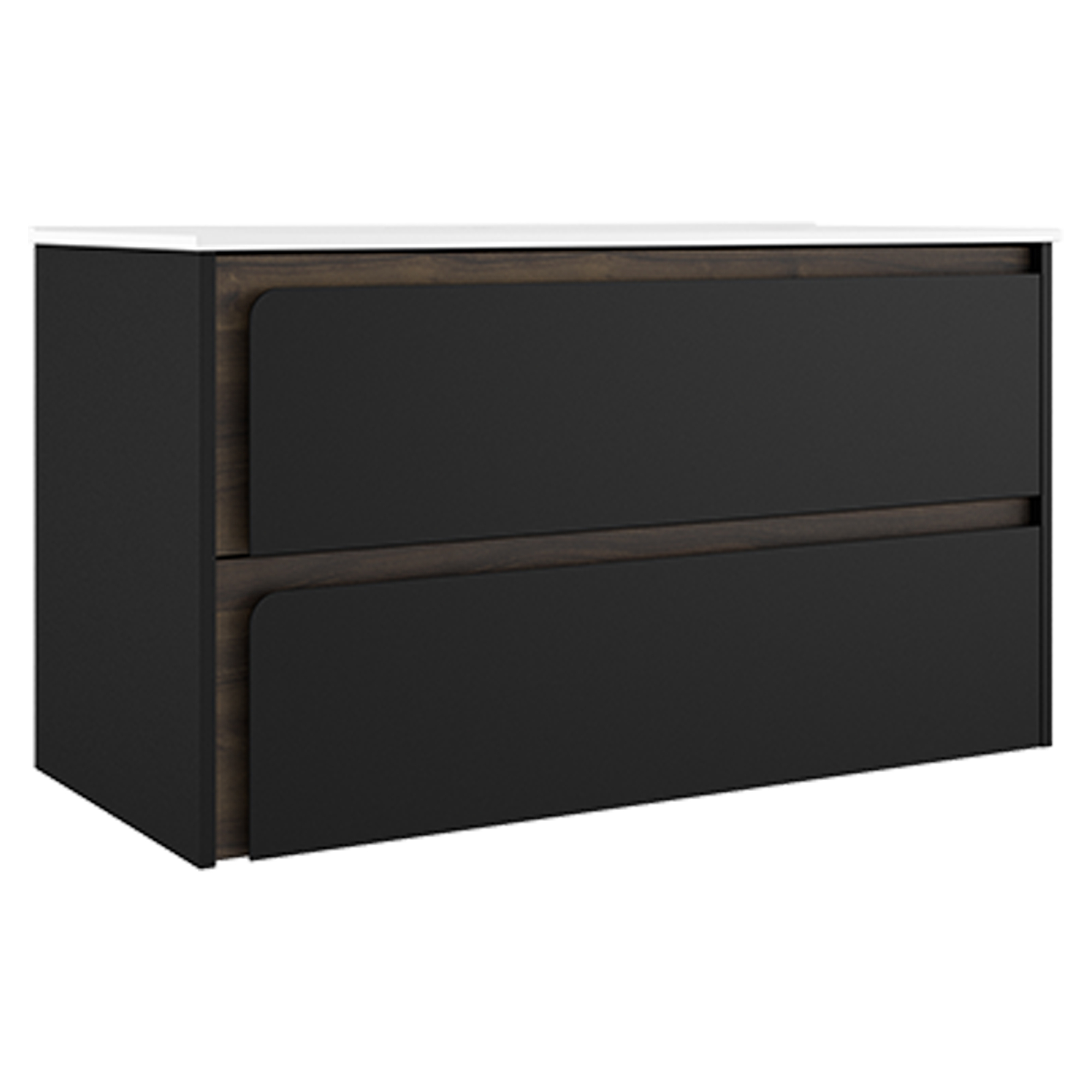 Servantskap Clarte Svart-Valnøtt Matt 100 cm med Servant Hvit Blank