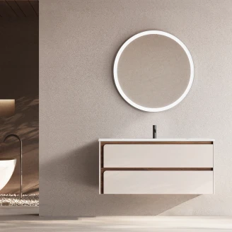 Servantskap <strong>Clarte</strong>  Beige-Valnøtt Matt 120 cm med Servant Hvit Blank