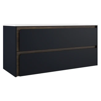 Servantskap <strong>Clarte</strong>  Mørkblå-Valnøtt Matt 120 cm med Servant Hvit Blank