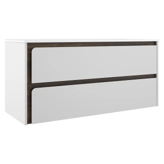 Dobbelt Servantskap <strong>Clarte</strong>  Hvit-Valnøtt Matt 120 cm med Servant Hvit Blank