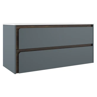Servantskap <strong>Clarte</strong>  Blå-Valnøtt Matt 120 cm med Servant Hvit Blank Høyre